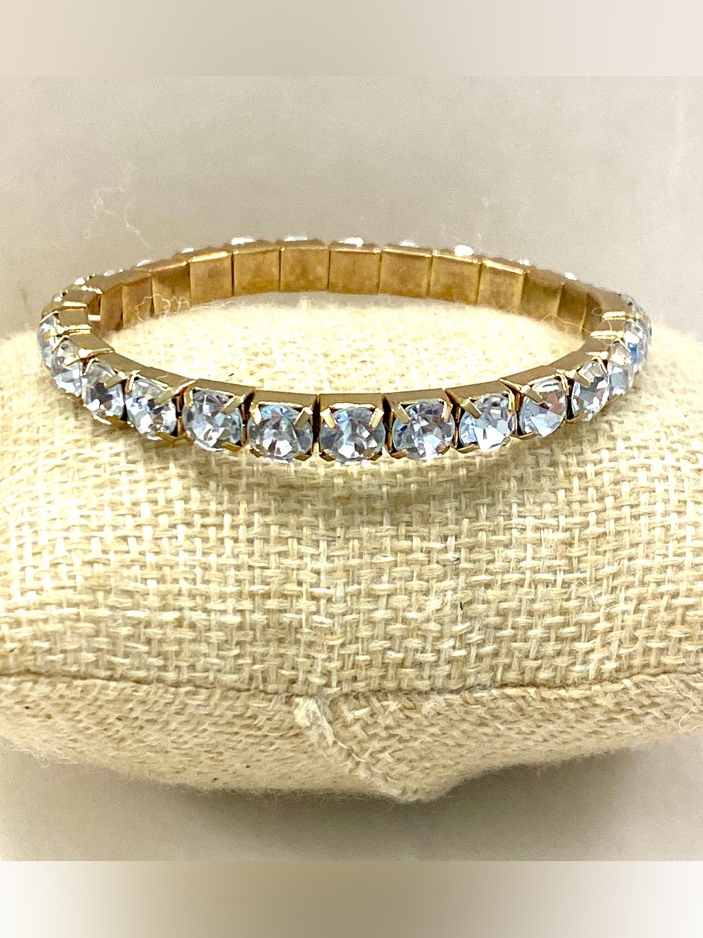 Gold Crystal Stretch Tennis Bracelet